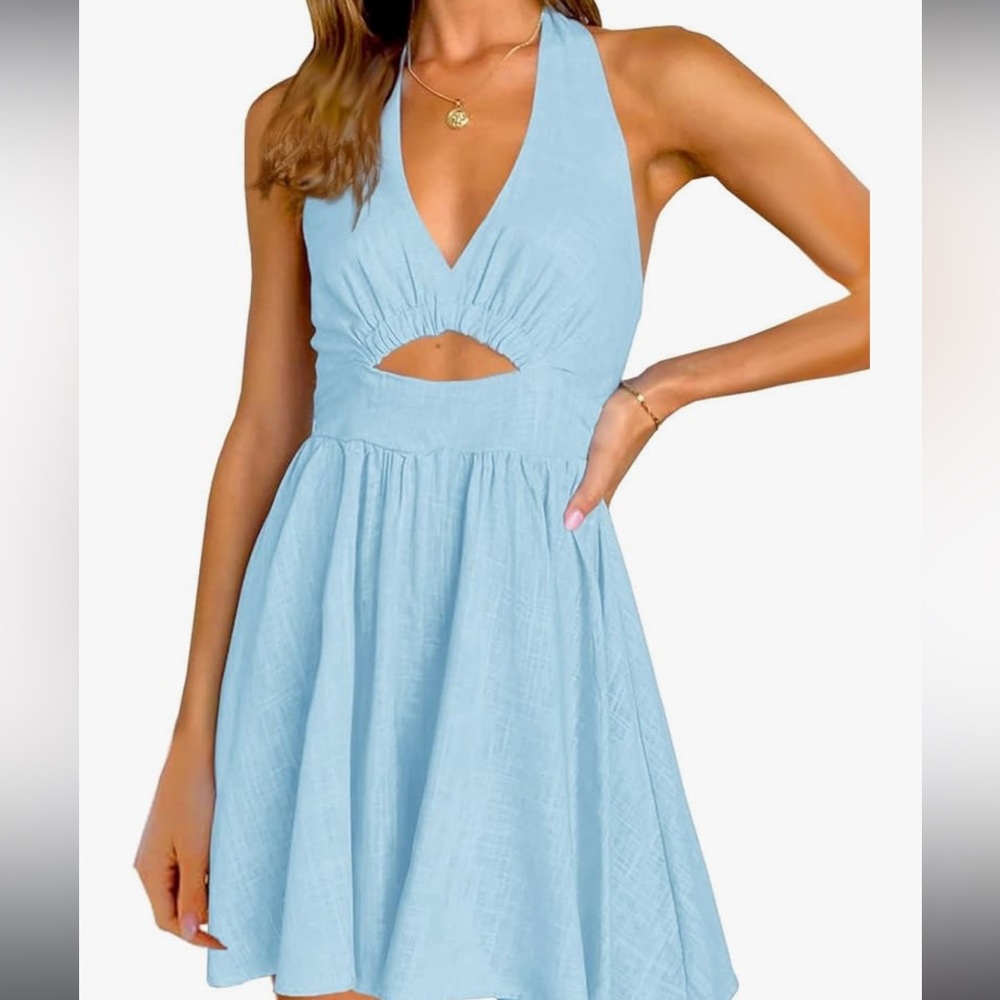 Halter V Neck Backless Cut Out